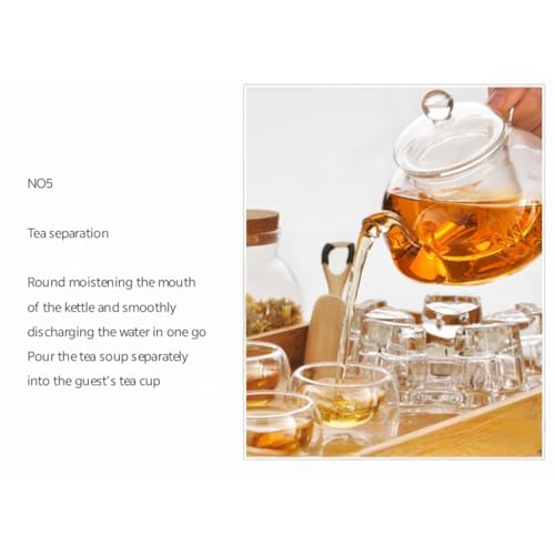 Glass Teapot with Infuser Clear Glass Tea Kettle with 6 Teacups and teapot warmer