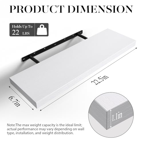 White Floating Shelves 22.5in