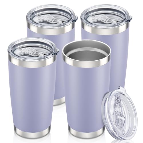 20 oz Tumbler with Lid Stainless Steel Insulated Tumblers Bulk Cups Mug (4 Count)