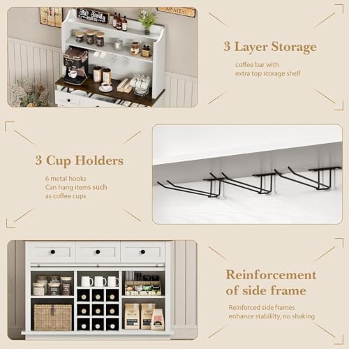 63 Inch Tall Coffee Bar Cabinet with 3