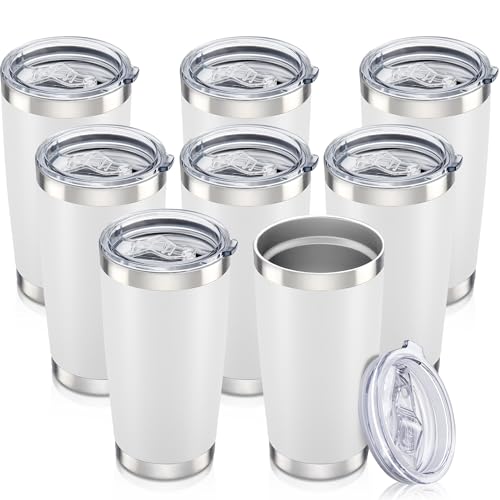 20 oz Tumbler with Lid Stainless Steel Insulated Tumblers Bulk Cups Mug (8 Count)