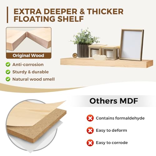 Solid Wood Floating Shelves (2 Count)