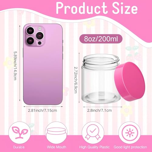 4 Pcs Plastic Jars Wide Mouth with Lids (4 Count)