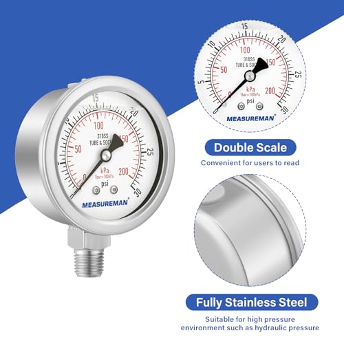 Fully Stainless Steel Hydraulic Glycerin Filled Pressure Gauge