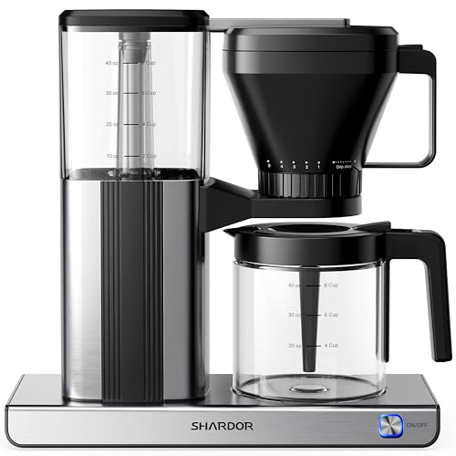 8 Cup Drip Coffee Maker with Reusable Filter and Glass Coffee Pot