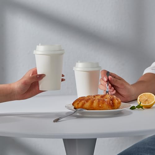 100 Pack 12 oz Disposable Paper Coffee Cups with Lids (100 Count)