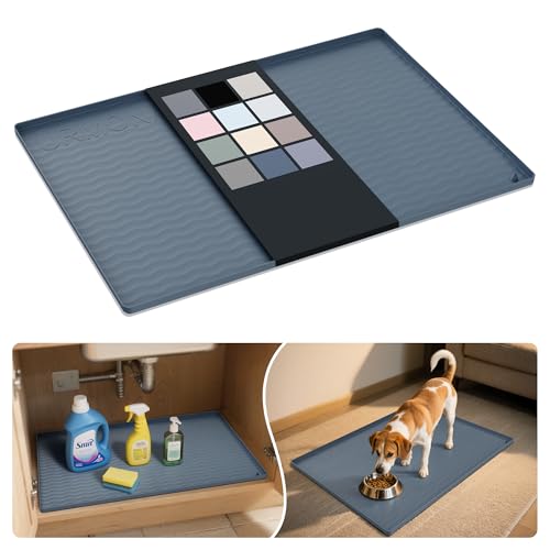 Waterproof Silicone Under Sink Mat 31'' x 22'' Shelf Liner for Kitchen and Bathroom