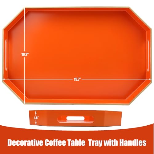 Orange Decorative Tray with Handles