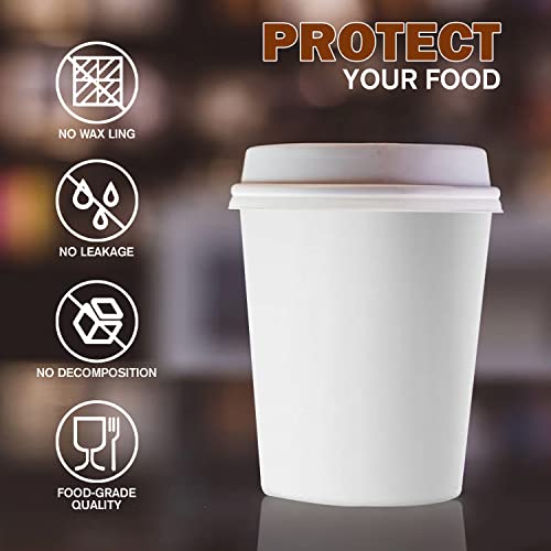 White Disposable Paper Coffee Cups with Lids (50 Count)