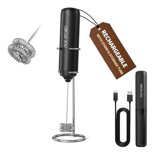 Rechargeable Milk Frother Handheld with Stand