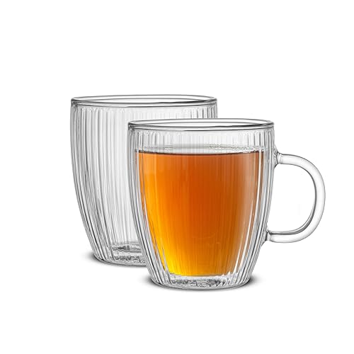 Fluted Glass Coffee Mugs (2 Count)