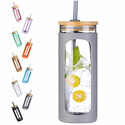 20oz Glass Water Tumbler with Straw and Lid