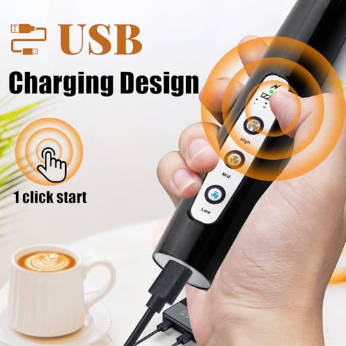 Black Handheld Milk Frother for Coffee