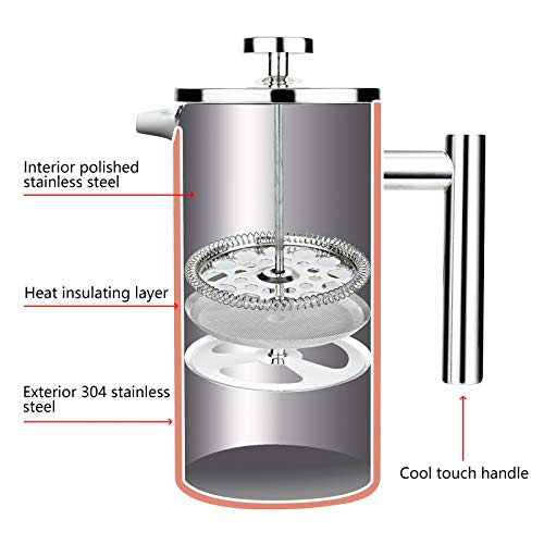 34oz French Press Coffee Maker Stainless Steel Double Wall