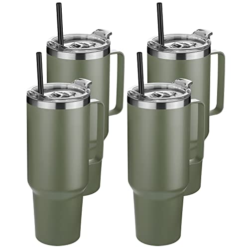 40 oz Stainless Steel Tumbler with Handle (4 Count)