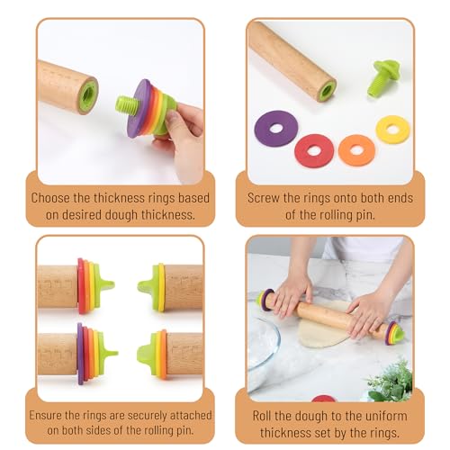 Adjustable Rolling Pin with Thickness Rings