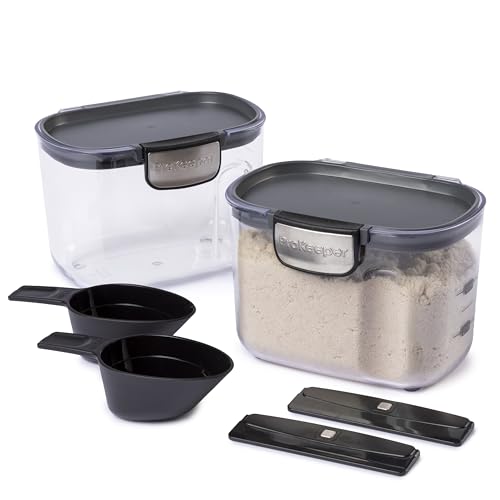 International ProKeeper+ Clear Plastic Airtight Food Baker's Kitchen Storage Organization Container Canister Set with Magnetic Accessories (2 Count)