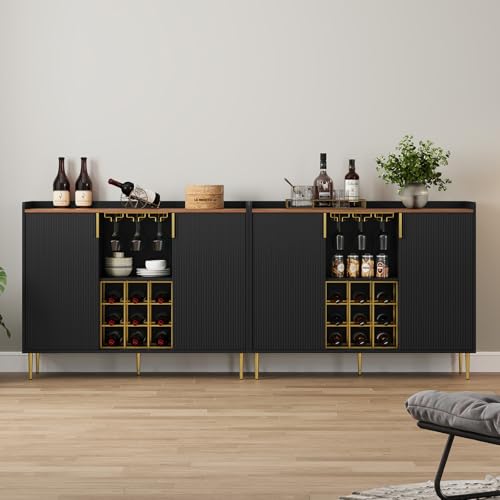48" Wine Bar Cabinet with Fluted Texture