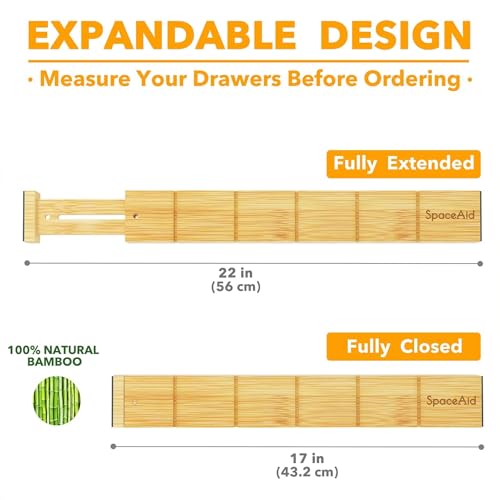Bamboo Drawer Dividers with Inserts and Labels