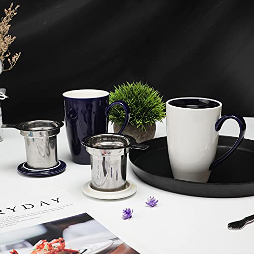 Porcelain Tea Mug with Infuser and Lid (2 Count)