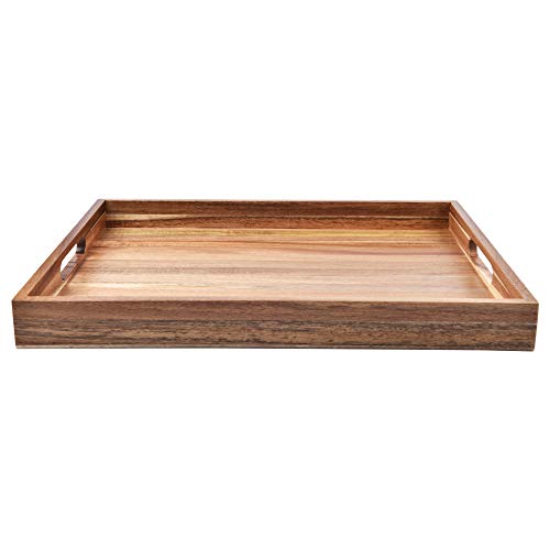 Acacia Wood Serving Tray with Handles