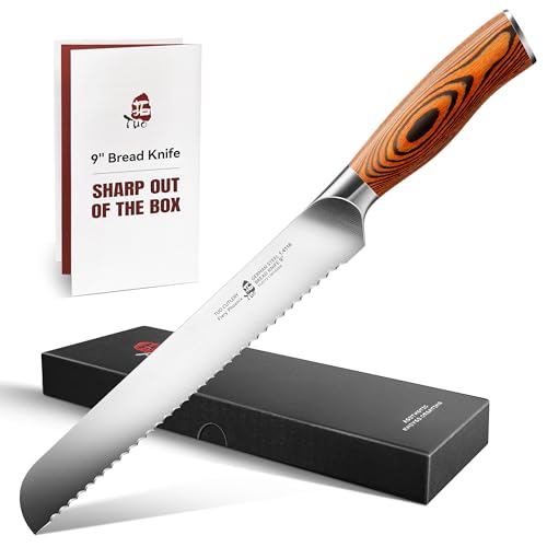 Bread Knife 9 inch Sharp Serrated Slicing Knife for Homemade Sourdough Bread