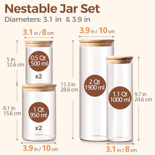 Glass Storage Jars 6 Pack (6 Count)
