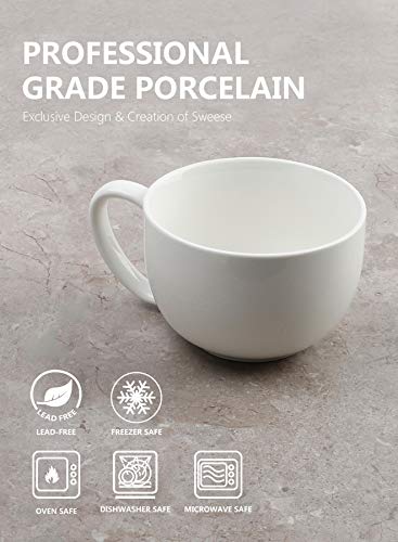 Porcelain 22oz Large Coffee Mugs Set of 4 (4 Count)