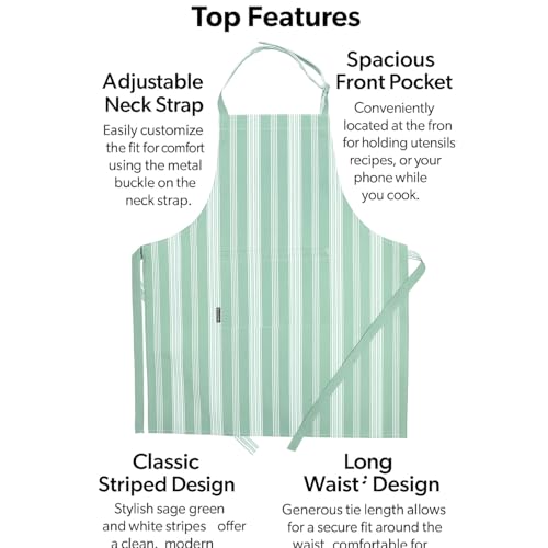 Cotton Striped Aprons for Women with Pockets