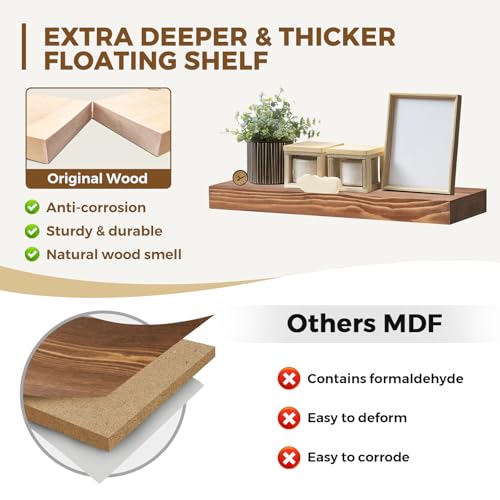 Solid Wood Floating Shelves (2 Count)