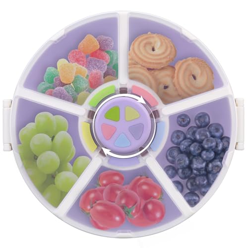 Kids Reusable Rotating Snack Container with 5 Separate Compartments
