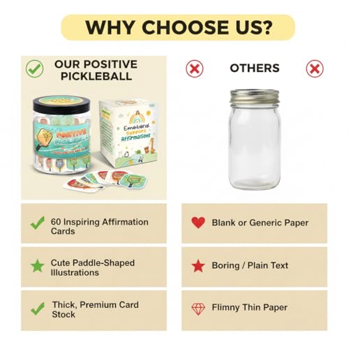 Positive Pickleball Jar With 60 Affirmation Cards