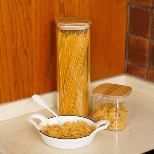 Glass Pasta Storage Jars Square 73oz (3 Count)