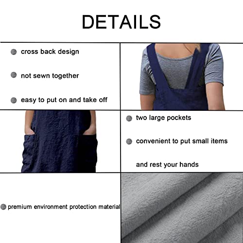 Pinafore Cross Back Apron for Women with Pockets