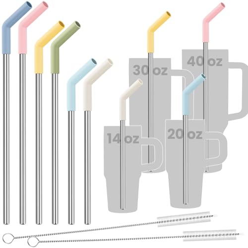 6 Pack Metal Straws with Silicone Tip Fit for Stanley 14 (6 Count)