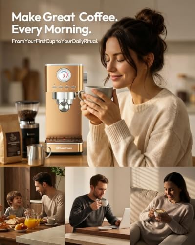 Slim Espresso Machine with Milk Frother