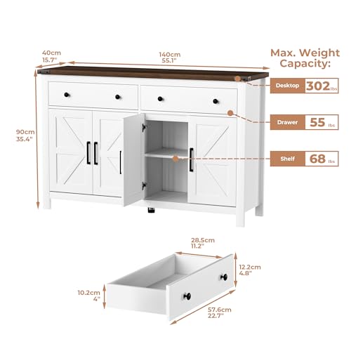55" Modern Farmhouse Buffet Cabinet with Storage