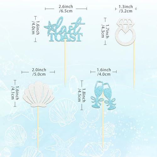 Glitter Last Toast on the Coast Cupcake Toppers (24 Count)