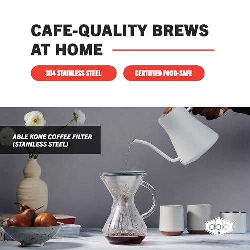Able KONE Reusable Stainless Steel Coffee Filter Compatible with Chemex