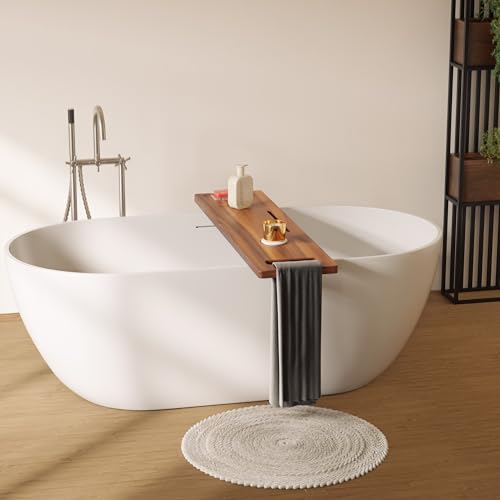 39" L Acacia Wood Bathtub Tray with Adjustable Width & Phone Slots