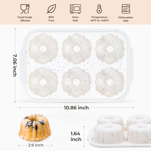 3 Inch Mini Fluted Tube Cake Pans for Baking with Metal Reinforced Frame (2 Count)