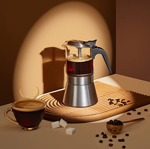 SIXAQUAE Moka Induction Stovetop Espresso Maker With Pressure valve