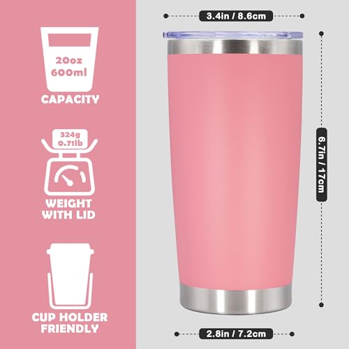 20oz Tumbler Stainless Steel Tumbler Coffee Tumbler with Lid Pink