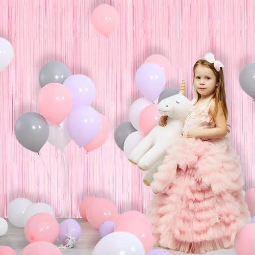 Pink Fringe Curtains Backdrop (2 Count)