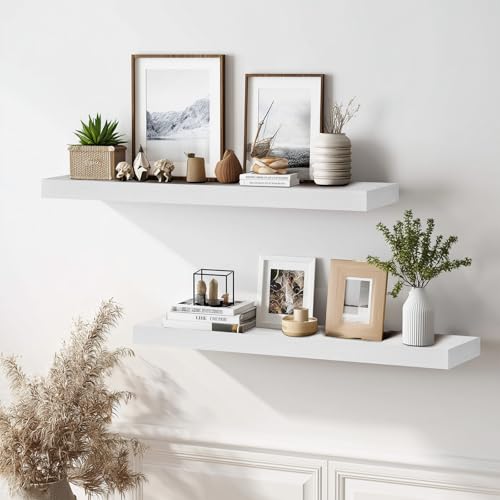 Solid Wood Floating Shelves (2 Count)