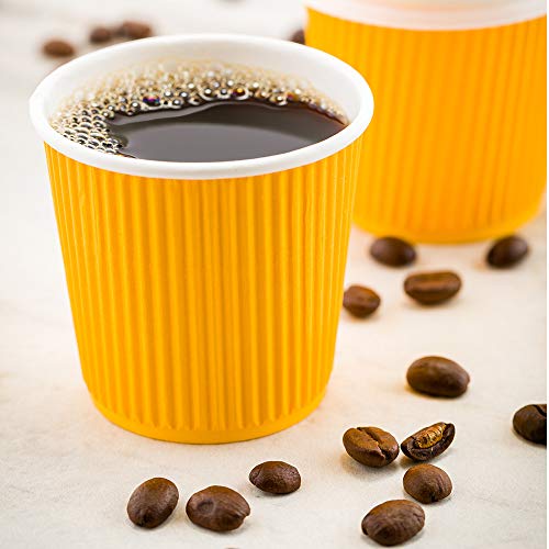 Ripple Wall Coffee Cups 500 Count 4 Ounce Insulated Yellow Paper Cups
