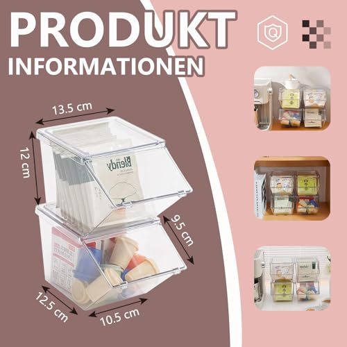 Stackable Tea Bag and Coffee Pod Organizer with Clear Front Flap (2 Count)