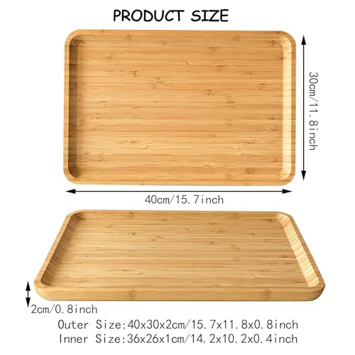 Bamboo Serving Tray Wooden Rectangle Dinner Food Bed Lab Tray Large