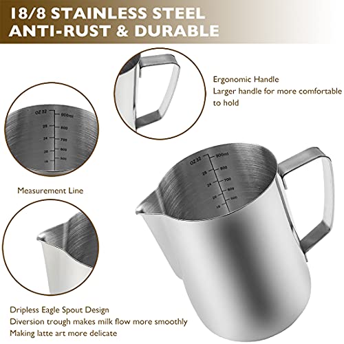 Stainless Steel Milk Frothing Pitcher 32 oz