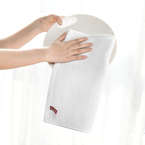 100% Cotton White Waffle Weave Kitchen Dish Cloths (6 Count)